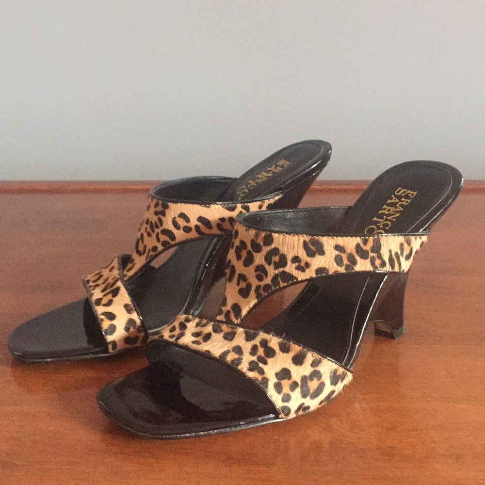 Franco Sarto Cheetah Print Pony Hair Sandals